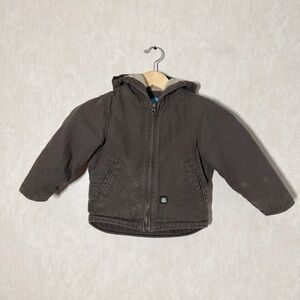 Berne Kids Boys Softstone Sherpa-Lined Hooded Coat-Bark Jacket Full Zip Brown 3T